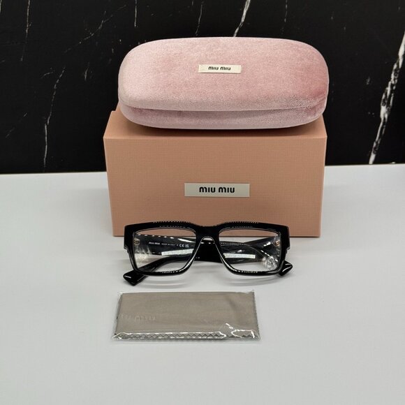 NEW MIU MIU MU02XV 1AB1O1 WOMEN BLACK SQUARE EYEGLASSES - Picture 10 of 10